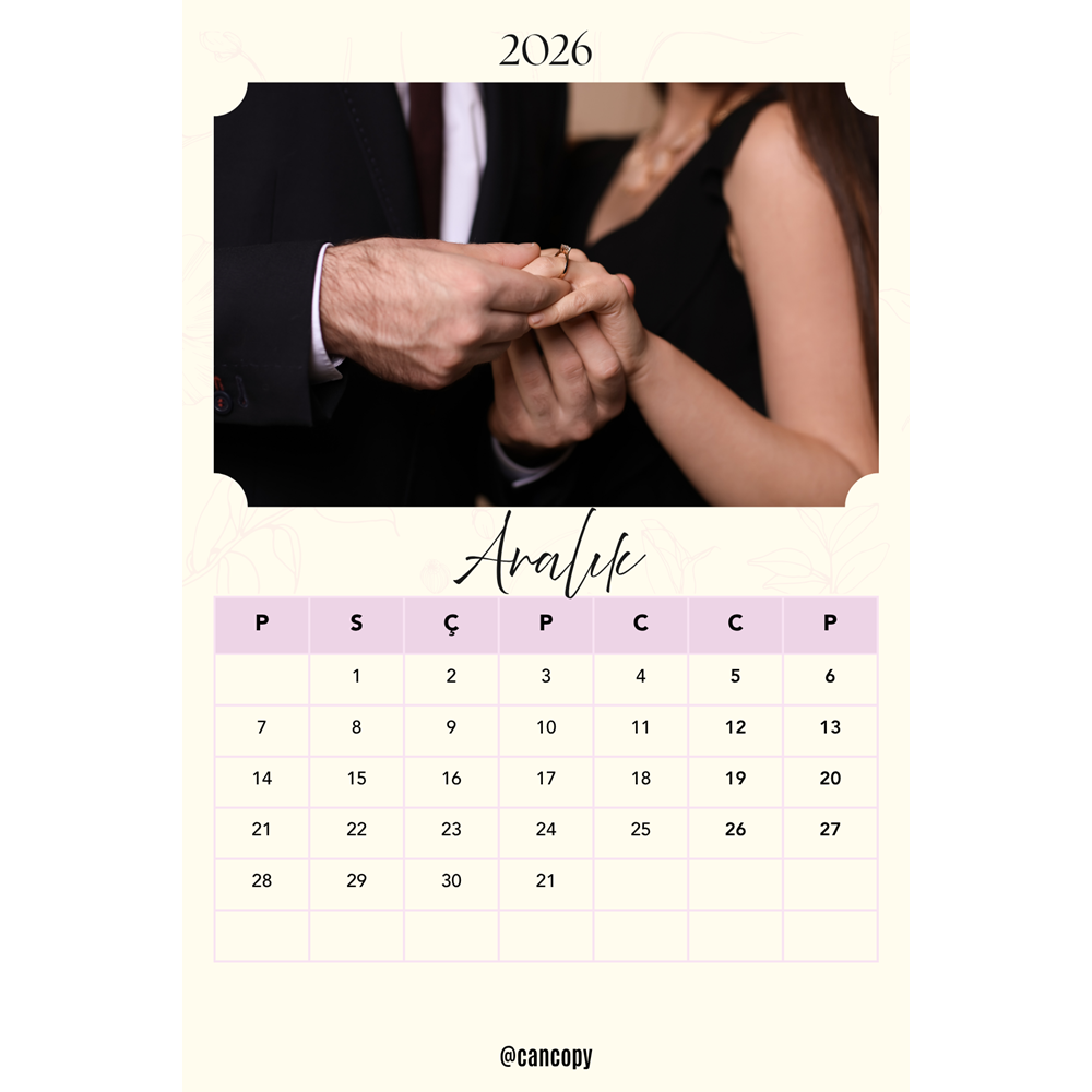 Kişiye Özel Takvim ( 10cm x 15cm ) 12 adet ekonomik