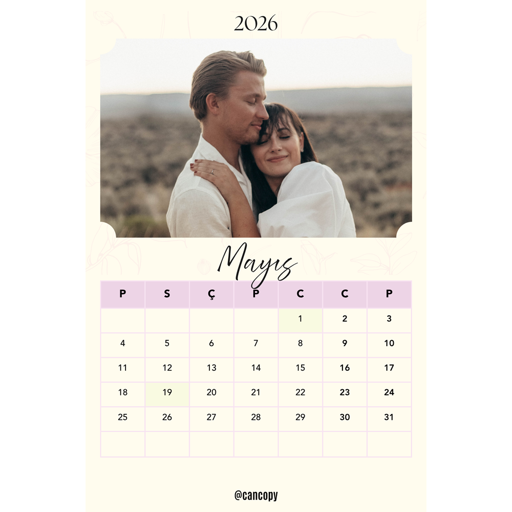Kişiye Özel Takvim ( 10cm x 15cm ) 12 adet ekonomik