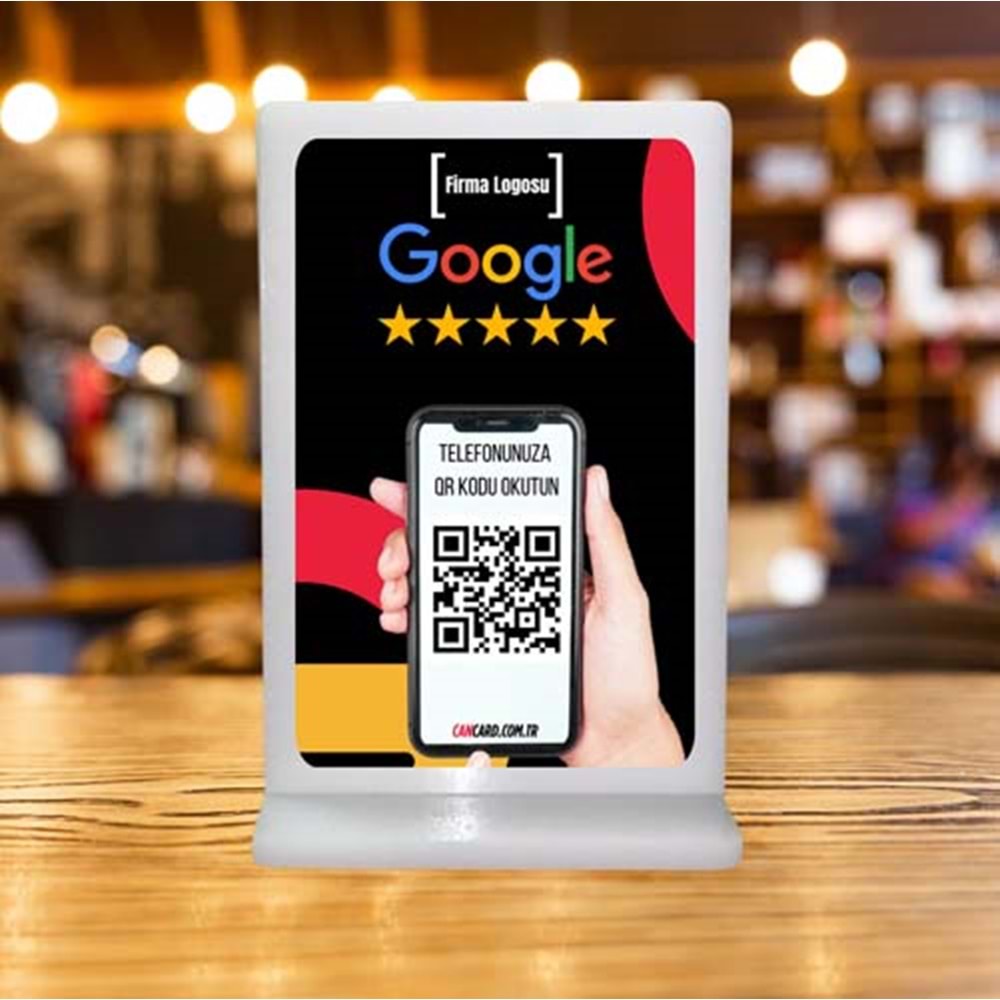 QR Kodlu google Yorum ve Puanlama standı (black)