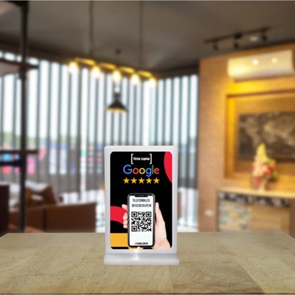 QR Kodlu google Yorum ve Puanlama standı (black)