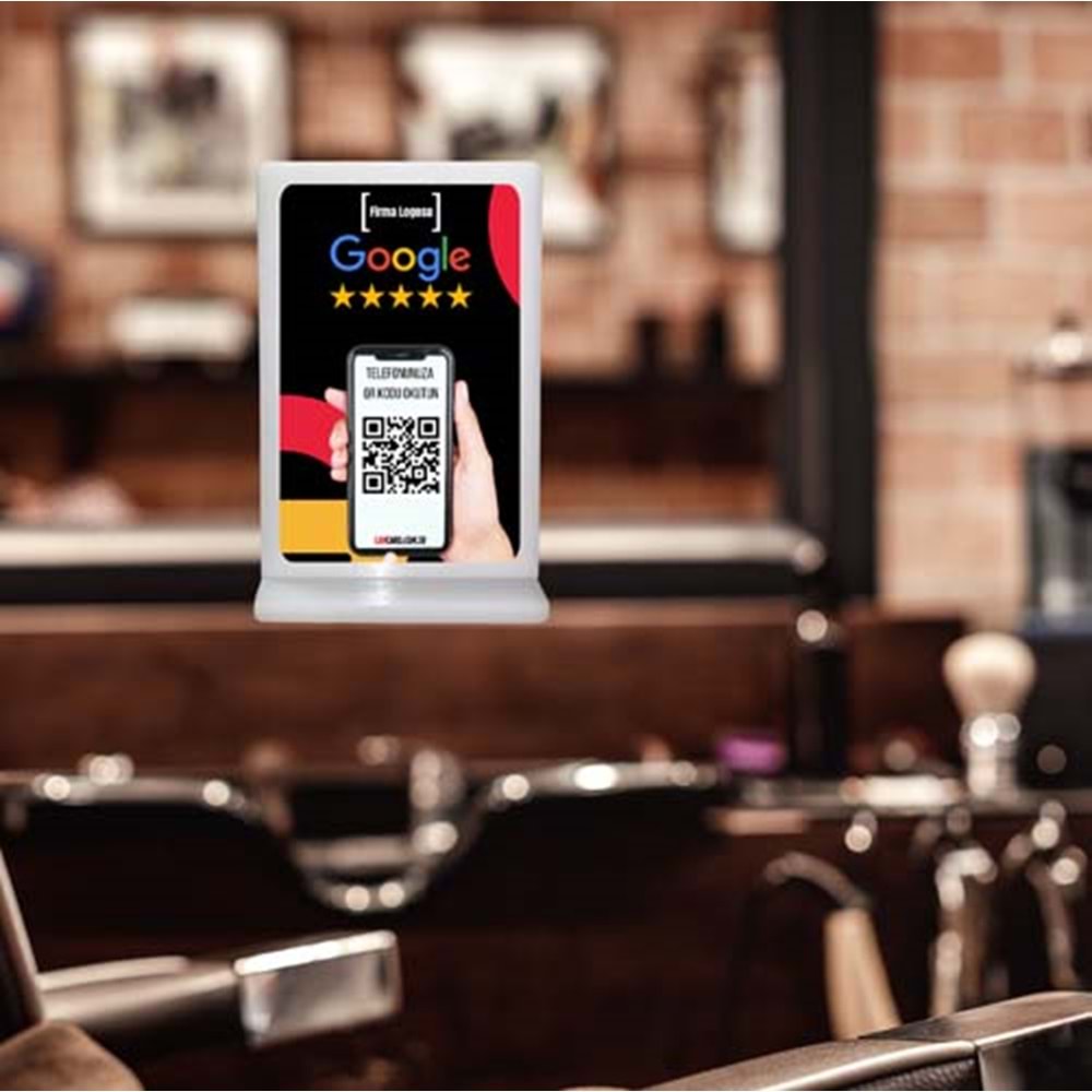 QR Kodlu google Yorum ve Puanlama standı (black)