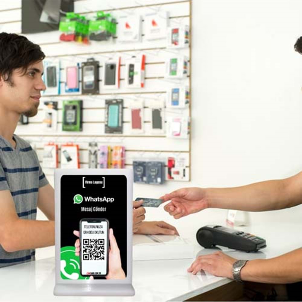 QR Kodlu whatsapp iletişim standı (black)