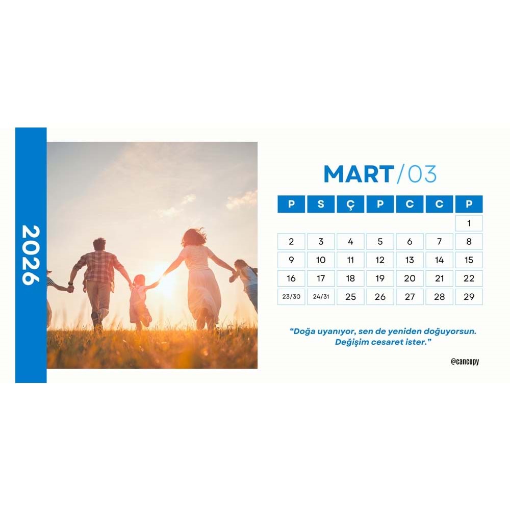 Kişiye Özel Takvim ( 18cm x 9cm ) 13 adet