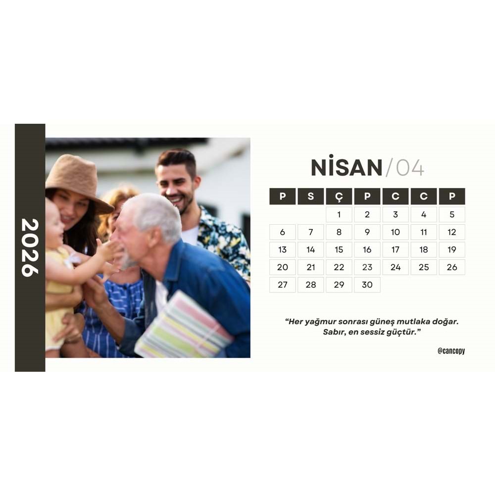 Kişiye Özel Takvim ( 18cm x 9cm ) 13 adet