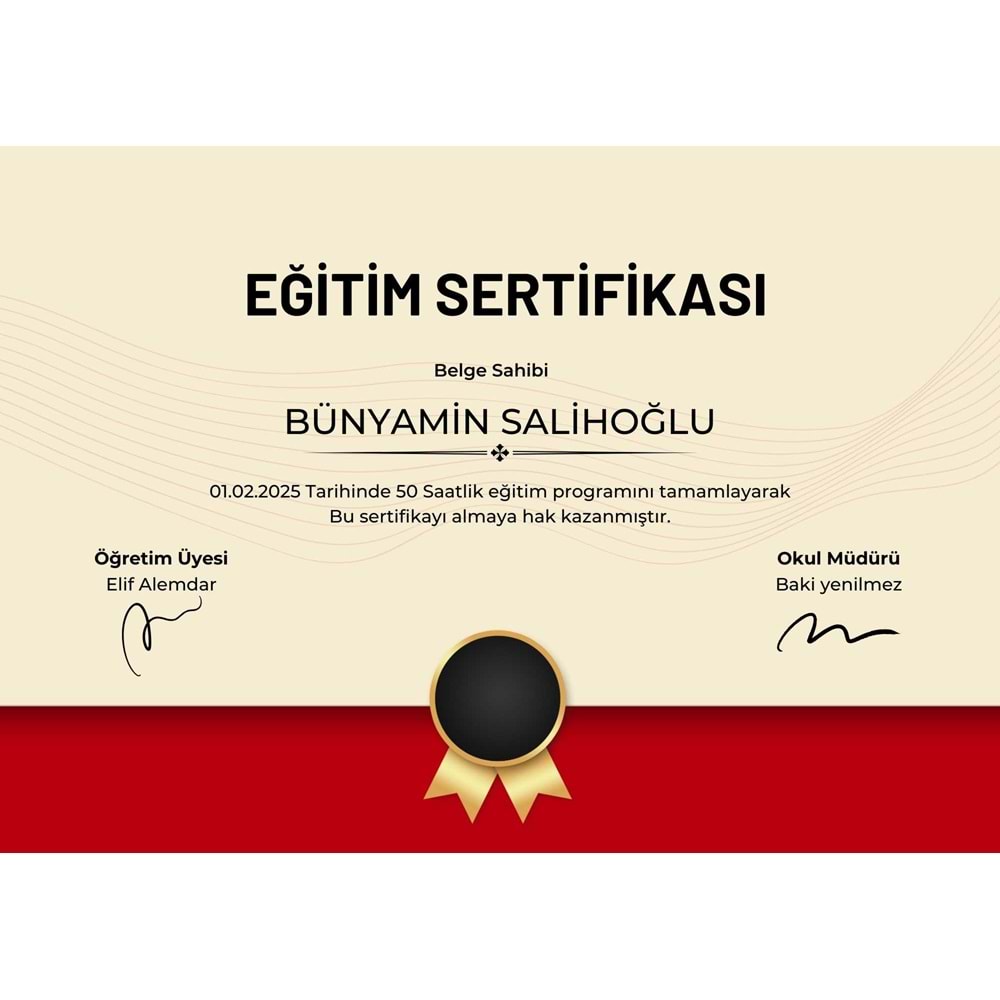 Kırmızı Modern Eğitim Sertifikası Sertifika