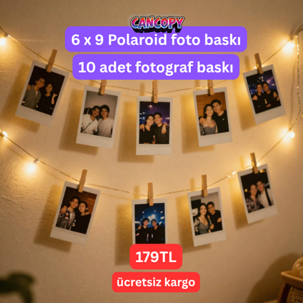 Cancopy 6x9 cm Polaroid Fotoğraf Baskı Seti (10 Adet) - Ücretsiz Kargo