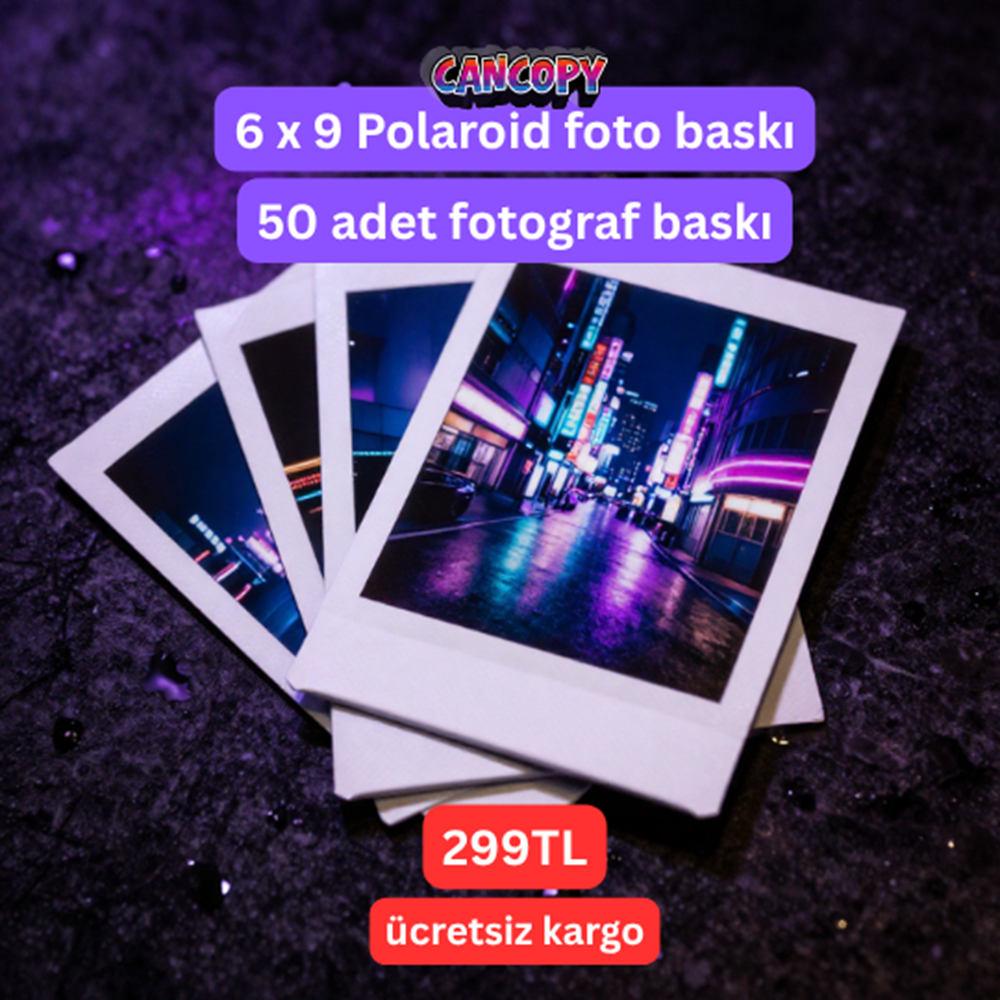Cancopy 6x9 cm Polaroid Fotoğraf Baskı Seti (50 Adet) - Ücretsiz Kargo