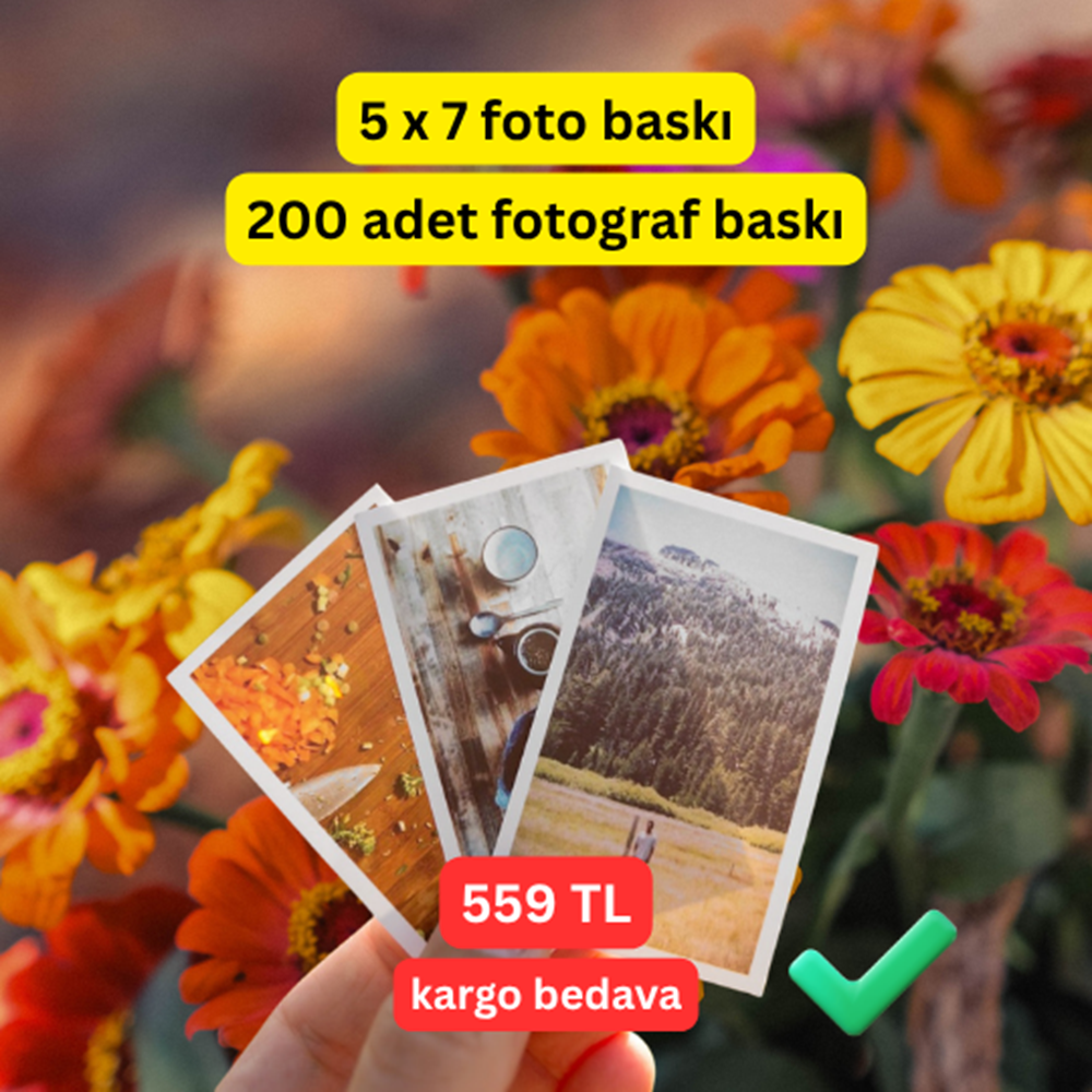 Cancopy 200 Adet Mini Fotoğraf Baskı Seti 5x7 cm - Kargo Bedava