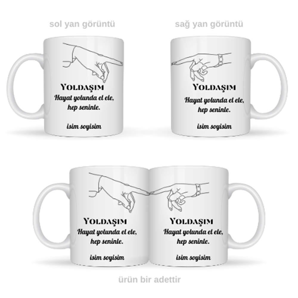 Sevgiliye özel yoldaşım temalı kupa bardak