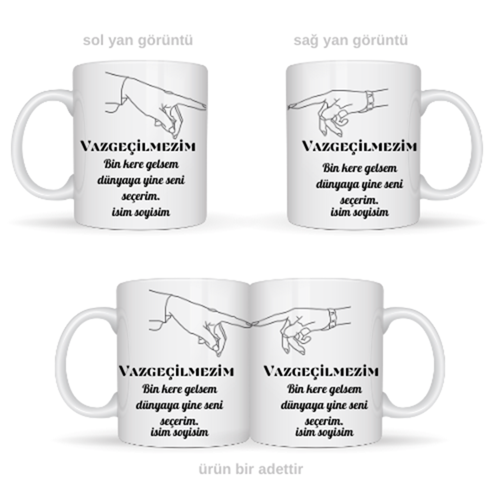 Sevgiliye özel vazgeçilmezim temalı kupa bardak