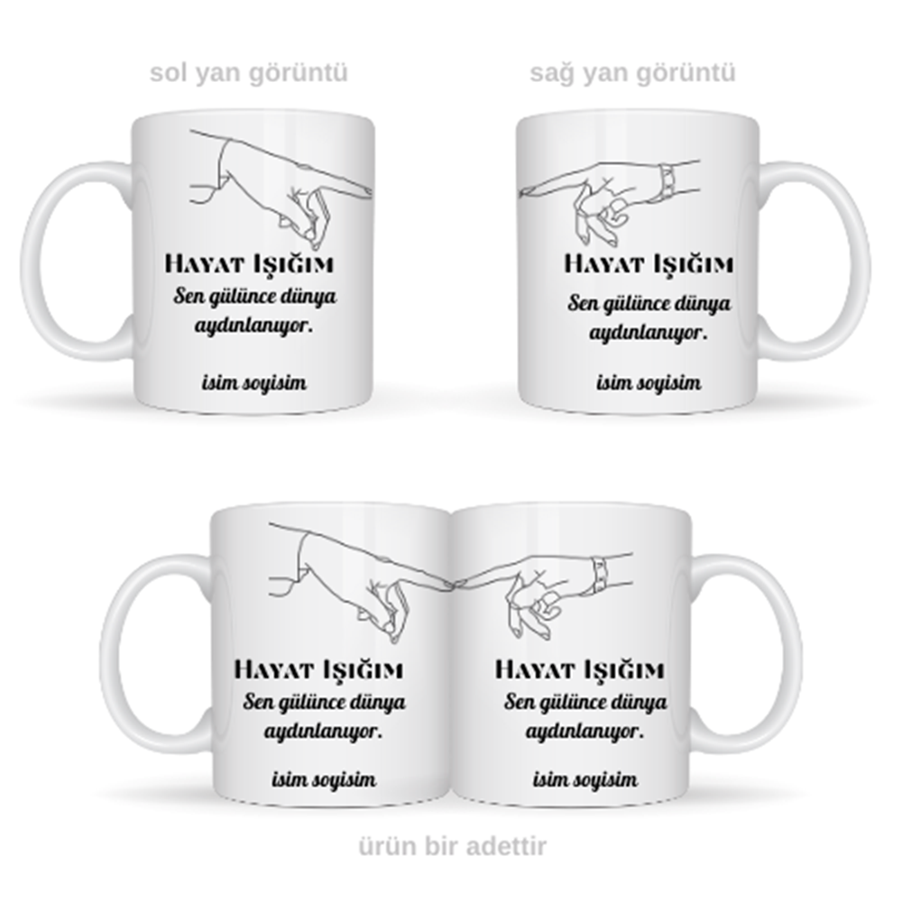Sevgiliye özel hayat ışığım temalı kupa bardak