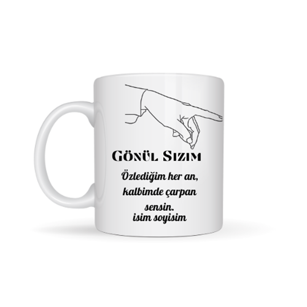 Sevgiliye özel gönül sızım temalı kupa bardak