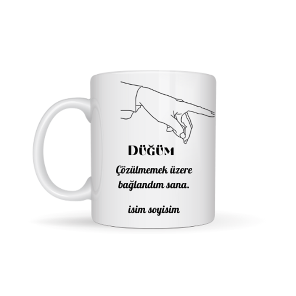 Sevgiliye özel düğüm temalı kupa bardak