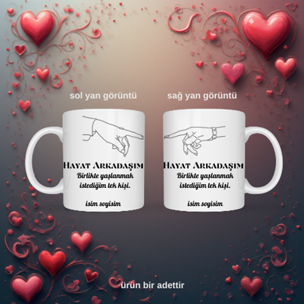 Sevgiliye özel hayat arkadaşım temalı kupa bardak