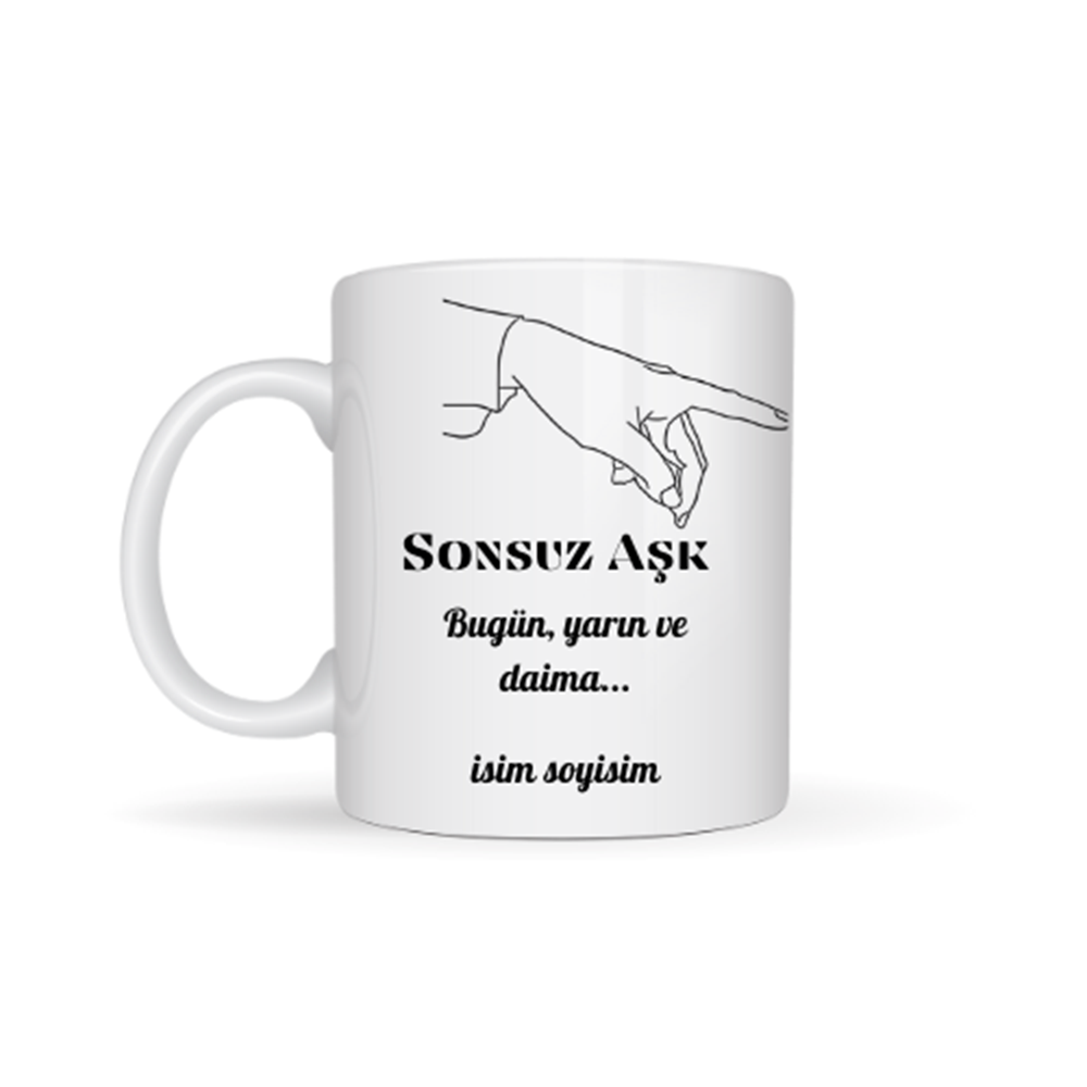 Sevgiliye özel sonsuz aşk temalı kupa bardak