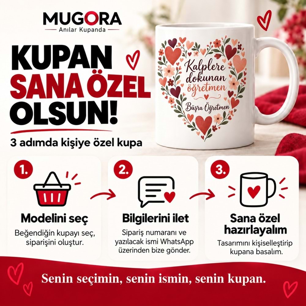 Kalplere Dokunan – İsme Özel Öğretmen Kupası
