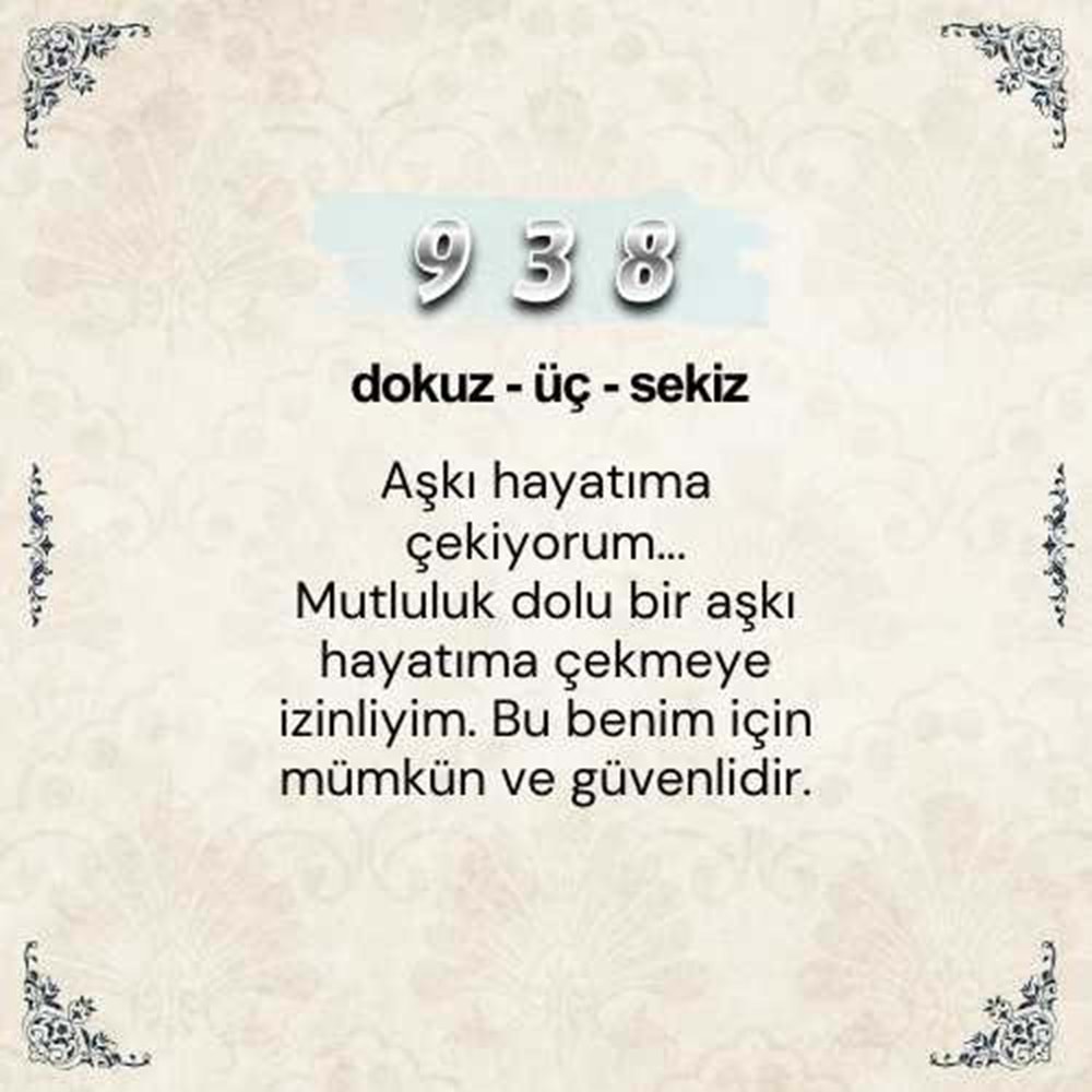 938 Aşk Sayı Sekans Anahtarlık M2