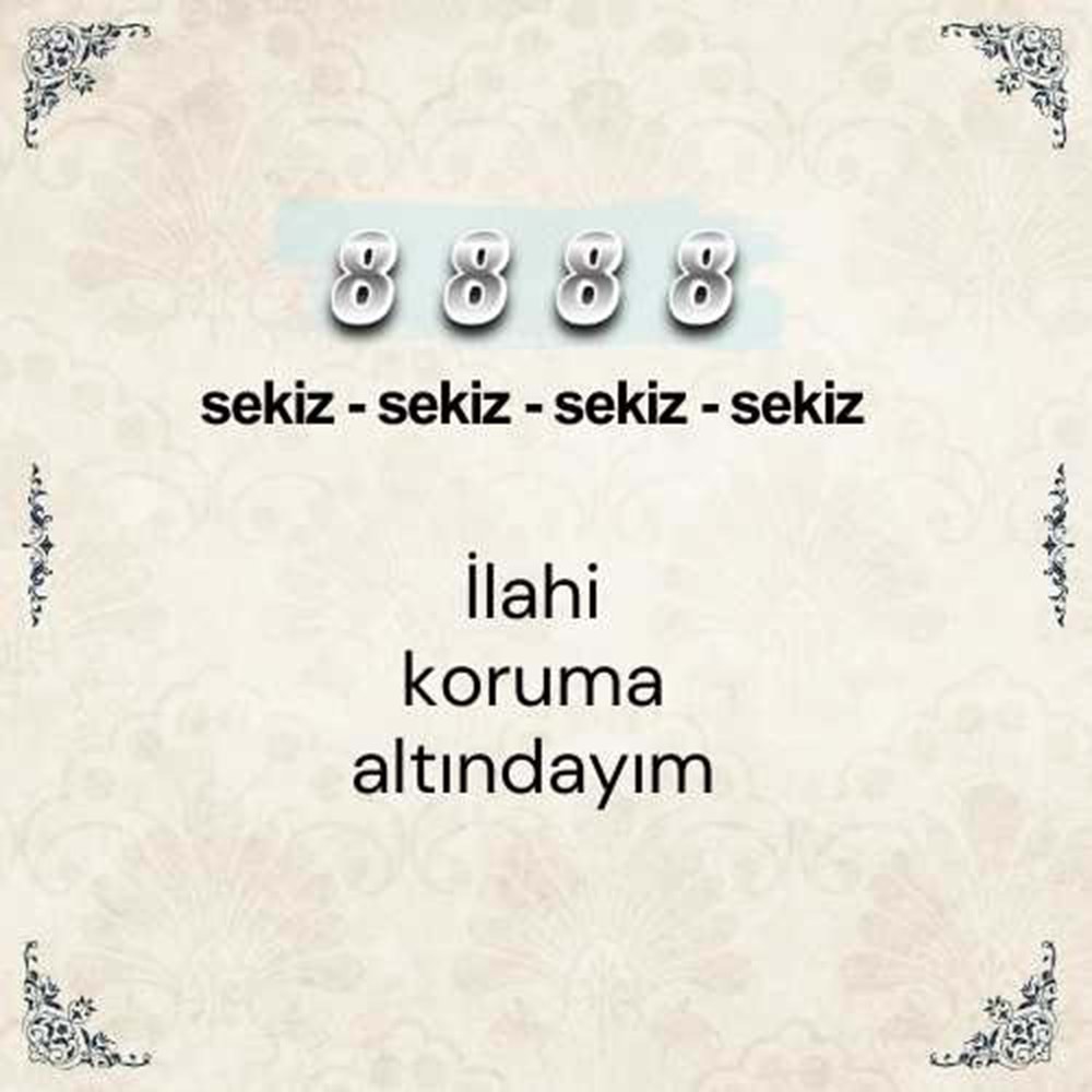 8888 İlahi Koruma Sayı Sekans Anahtarlık M1