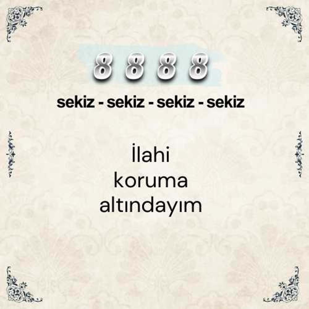 8888 İlahi Koruma Sayı Sekans Anahtarlık M2