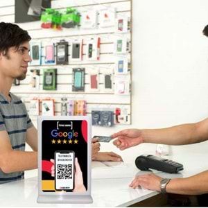 QR Kodlu google Yorum ve Puanlama standı (black)