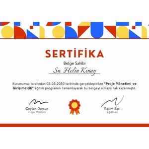 Beyaz Renkli Eğitim Katılım Sertifika ( A4 - 300 gr )