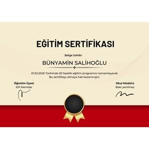 Kırmızı Modern Eğitim Sertifikası Sertifika ( A4 - 300 gr )