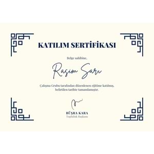 Lacivert Diploma Katılım Sertifikası ( A4 - 300 gr )