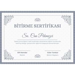 Mavi Modern Bitirme Sertifikası ( A4 - 300 gr )