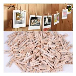 Cancopy Rengarenk Ahşap Fotoğraf Mandalı (1 Adet) + 1 Metre Kraft İp Hediye