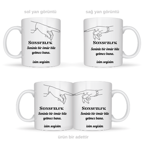 Sevgiliye özel sonsuzluk temalı kupa bardak