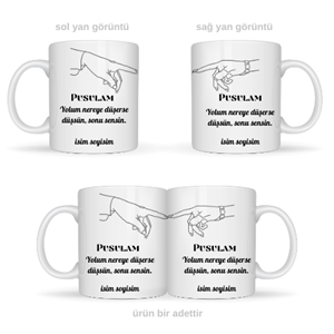 Sevgiliye özel pusulam temalı kupa bardak