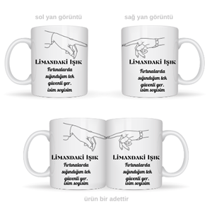 Sevgiliye özel limandaki ışık temalı kupa bardak