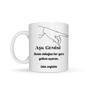 Sevgiliye özel aşk gemisi temalı kupa bardak