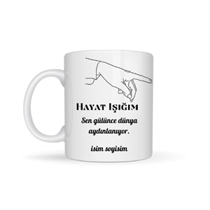 Sevgiliye özel hayat ışığım temalı kupa bardak