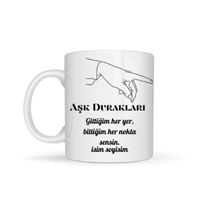 Sevgiliye özel aşk durakları temalı kupa bardak