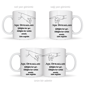 Sevgiliye özel aşk durakları temalı kupa bardak