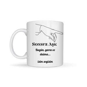 Sevgiliye özel sonsuz aşk temalı kupa bardak