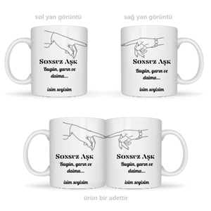 Sevgiliye özel sonsuz aşk temalı kupa bardak