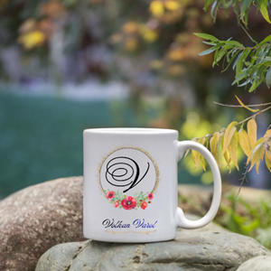 Kişiye Özel V Harfi ve İsim Yazılı Kupa Bardak