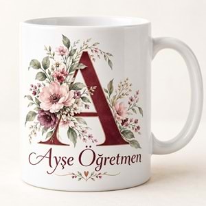 Çiçekli Baş Harf – İsme Özel Öğretmen Kupası