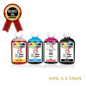 CANON / HP UYUMLU 50 ml. x 4 TAKIM GIDA Mürekkebi