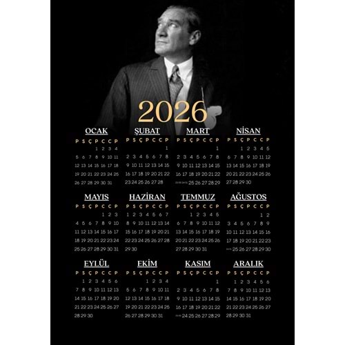 2026 ATATÜRK TAKVİM ( 29cm x 42cm ) A3 ekonomik