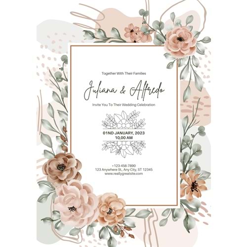 white pink abstract wedding invitation