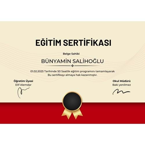 Kırmızı Modern Eğitim Sertifikası Sertifika
