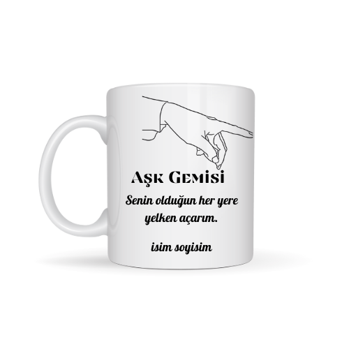 Sevgiliye özel aşk gemisi temalı kupa bardak