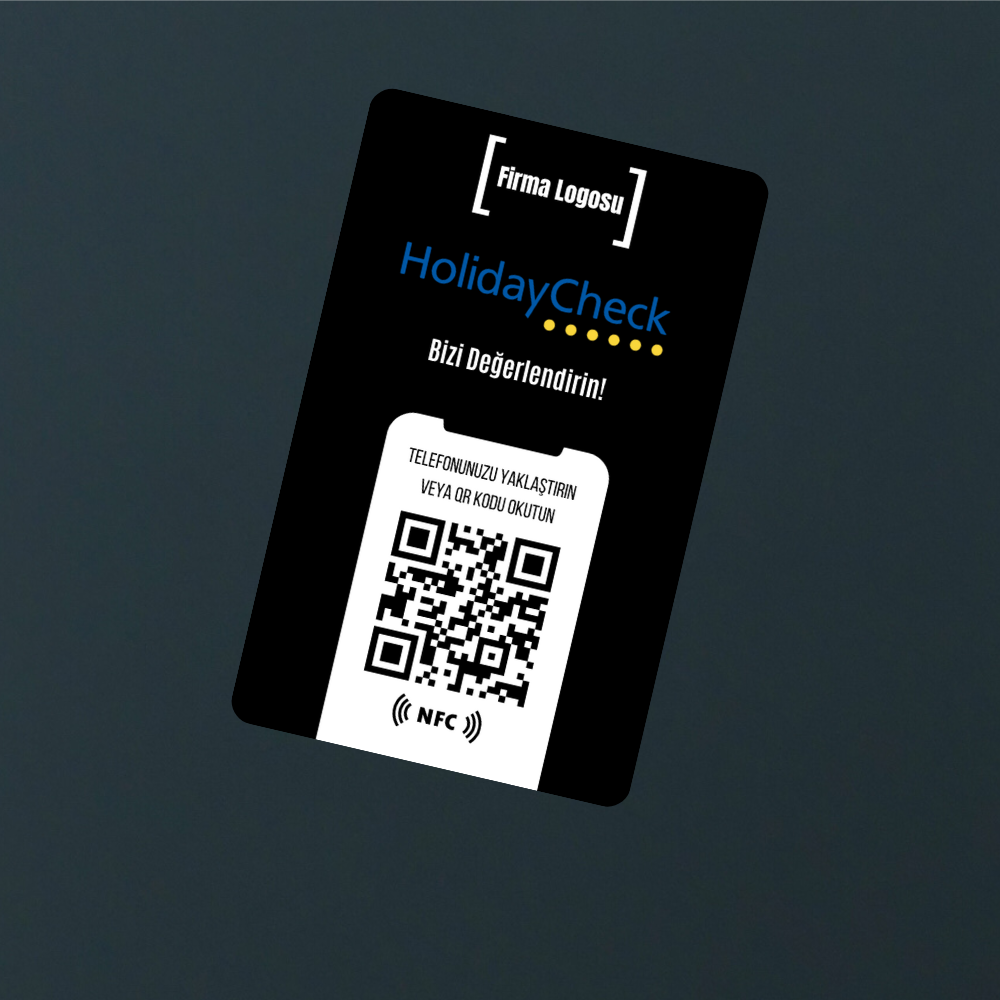 NFC ve QR Kodlu Holidaycheck Yorum ve Puanlama Kartı ( black )