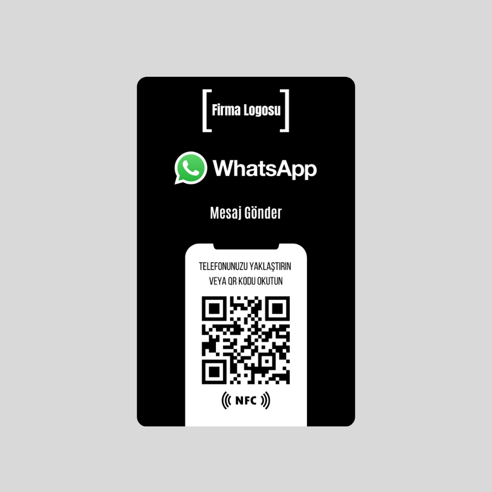 NFC ve QR Kodlu WhatApp Mesaj Kartı ( black )