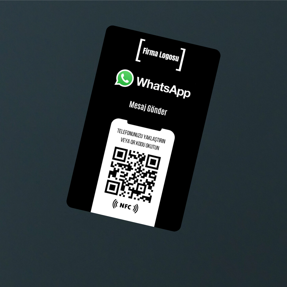 NFC ve QR Kodlu WhatApp Mesaj Kartı ( black )