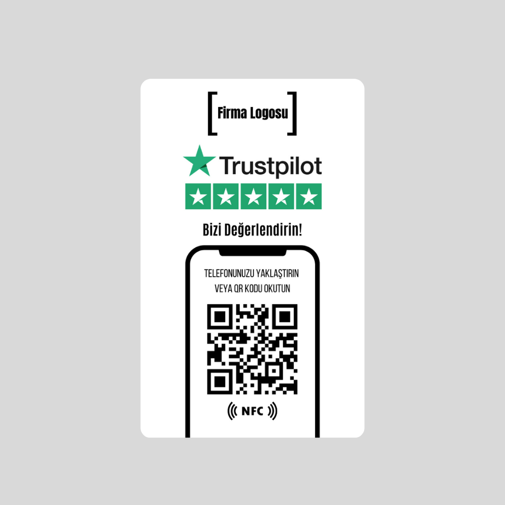 NFC ve QR Kodlu Trustpilot Yorum ve Puanlama Kartı