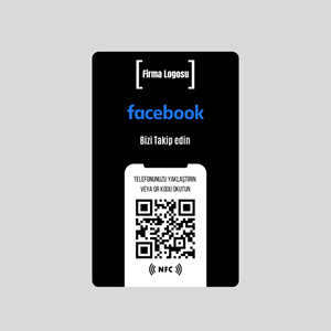 NFC ve QR Kodlu Facebook Takip Kartı ( black )